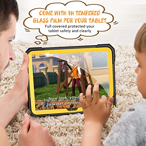 Ambison Kids Case For Ipad 10Th Generation, With Tempered Glass Screen Protector&Shoulder Strap|Hybrid Shockproof Rugged Drop Cover For Ipad 10.9 Inch 2022 Release For Kids Boys Children-Yellow #TOP1