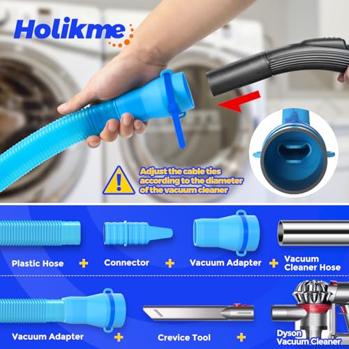 Image of Holikme Dryer Vent Cleaner Kit - Dryer Lint Vacuum Attachment and Flexible,Dryer Vent Vacuum Hose Attachment,Light Blue