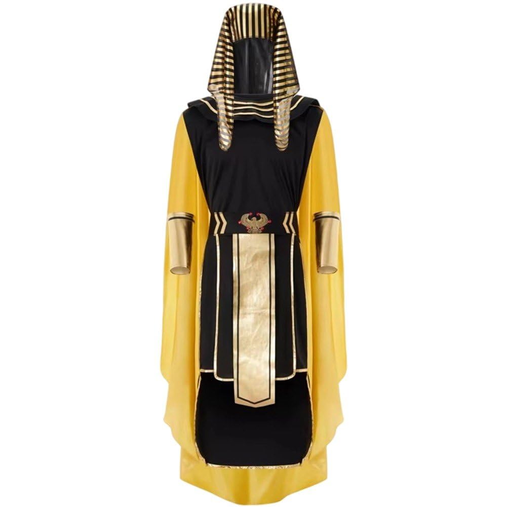 Uzztfa Men's Ancient Egyptian Pharaoh Costume For Adult Egyptian Pharaoh Halloween Outfit, Ancient Egyptian Dress Up Halloween Cosplay Costume