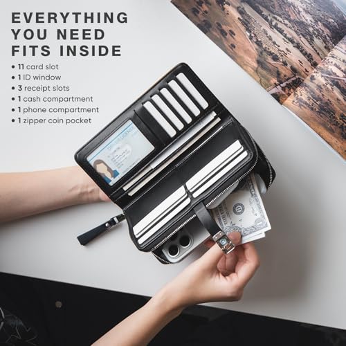 Large Wallets for Women, Leather Lightweight Long Clutch Wallet for Women, Zipper Billfolds for Women, Ladies Wallets with RFID Protection, Fashion Design Cute Women's Wallets, Female Wallet2