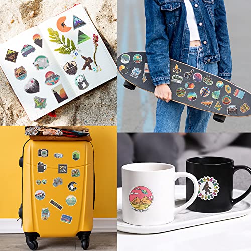 Funxee 200Pcs Waterproof Vinyl Stickers - Personalize Belongings Decal With Outdoor, Nature, Adventure, National Park, Hiking, Camping, And Travel Themes, Decor Idea For Water Bottles, Laptops, Phone #TOP3