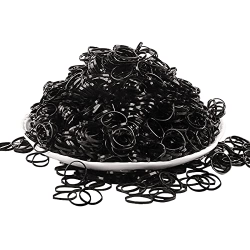 2000PCS Elastics Hair Bands Small Hair Ties No Damage Girls Rubber Bands For Hair Baby Black Mini Rubber Bands No-slip Ponytail Holders Hair Accessory