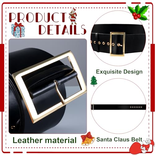 2 Pcs Christmas Santa Belt for Men Women 64.9" x 3.5" Buckle Decorations Black on Elf Pirate Belt Crafts Gifts for Adults Women Cosplay3