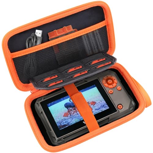 co2CREA Hard Case Replacement for Wildgame Innovations Trail Pad VU60 / Stealth Cam SD Card Reader Viewer 4.3 LCD Screen Black Case + Orange Zipper