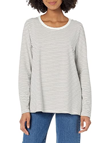 Amazon Essentials Camiseta de Lactancia Mujer, Negro Blanco Thin Stripe, S