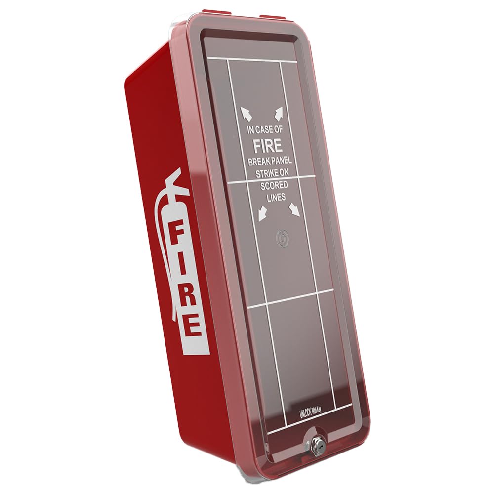 Estintore scatola in PVC grande – Per estintori fino 58 cm fino a 5 kg – Armadio in PVC montato a parete – Per riporre estintori per interni ed esterni – Alloggiamento di emergenza rosso