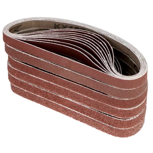 QWORK® Bandes abrasives, 13 x 457 mm, grains mixtes 40/60/80/120/180/240, pour ponceuse à bande