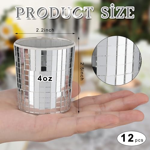 Barydat SIJ-BARYDAT-1104 12 Pcs Disco Ball Candle Silver Votive Candle Holders Disco Ball Vase thumb #1