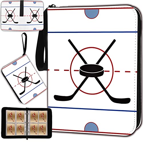Hockey Card Binder with Sleeves 400 Pocket, Hockey Card Holder for Trading Cards, Hockey Card Collector Album Folder Organizer 3 Ring Binder Spots Cards Storage Case Book for Kids Boys Gift White