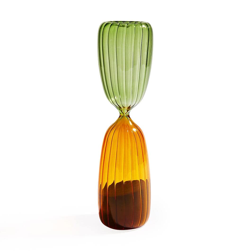 Ichendorf Milano Clessidra Verde/Ambra | Collezione Times | H 25 cm| Vetro Borosilicato | Fatto a Mano