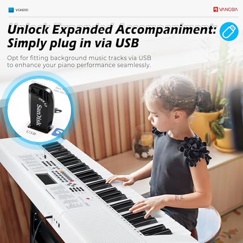 Image of Vangoa Electric Piano Keyboard 61 Light Up Key with Stand for Beginners