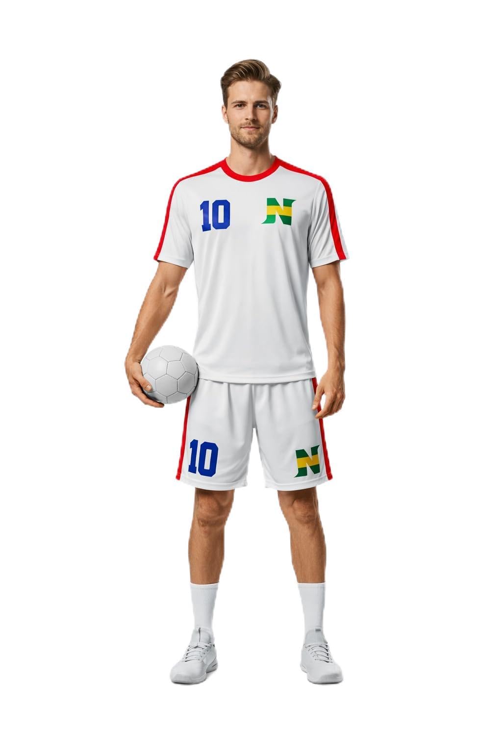 Maglia e Short Calcio Anime New Team, Holly Hutton Captain Tsubasa, Benji. Cartoni animati anni 80-90. Tessuto Sportivo leggero e traspirante