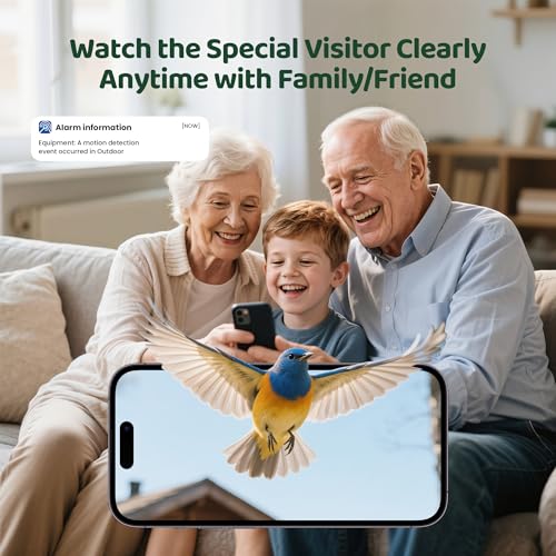 Vogelhaus Mit Kamera Outdoor Solar: Smart Birdfeeder Häuser mit 2K Live-Cam - AI identifizieren Vögel Arten und Auto Instant Ankunft Alarm außerhalb Garten Vogelliebhaber
