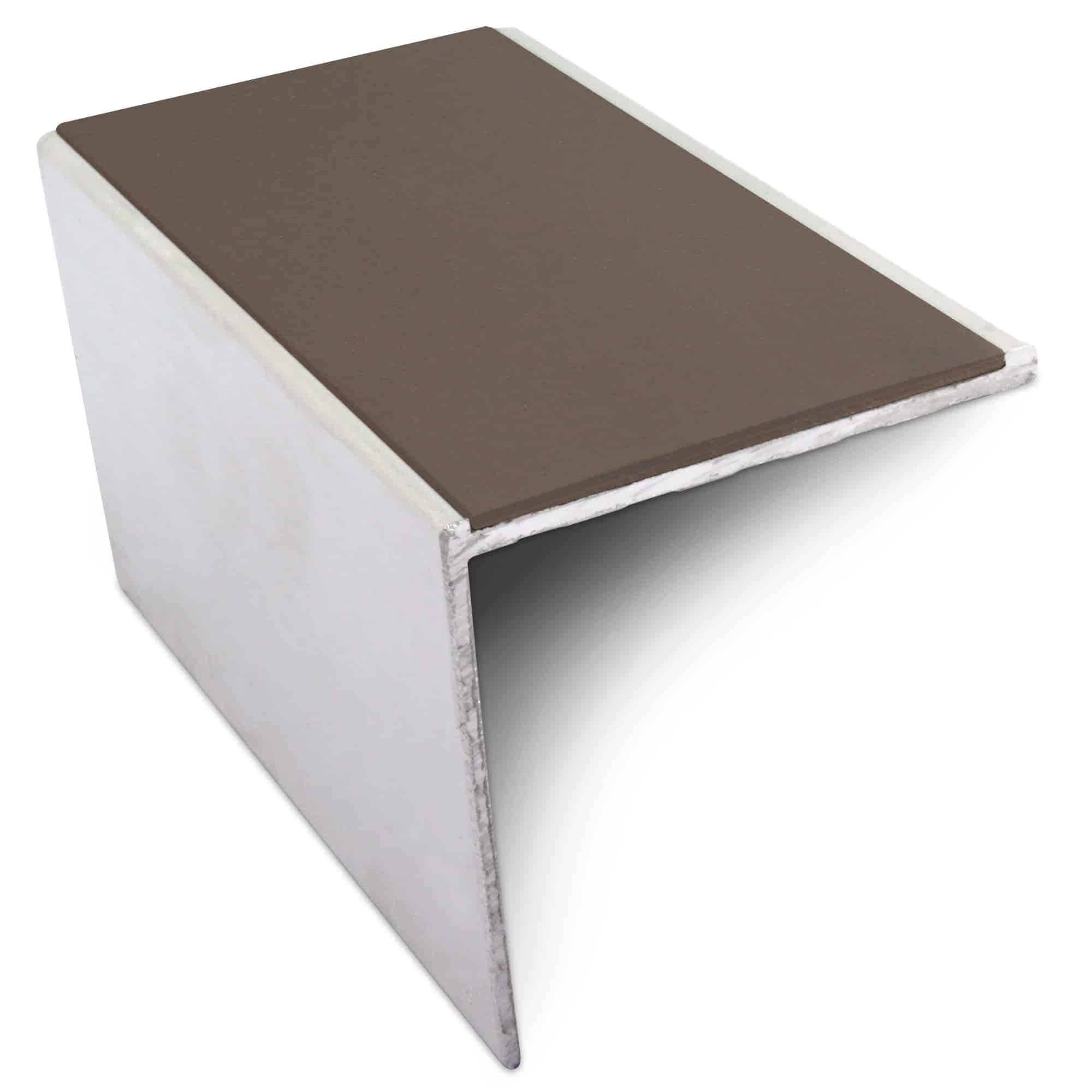 NSL19 56 x 55mm DDA Compliant Aluminium Non Slip Stair Nosing Edge Trim with PVC Insert - Brown, 2.0m — image 1