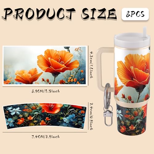 50% Off Mini UV DTF Keychain Wraps - 8 Flower Transfers for DIY Crafts - Image 2