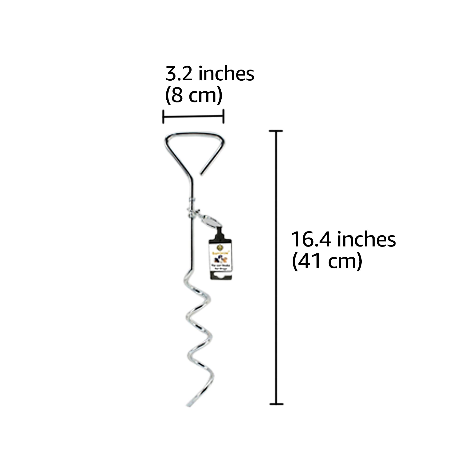 SunGrow Galvanisé Tie Out Leash Stake Anneau Rotatif à 360 degrés, 16,4 x 3,2 Pouces, Conception de Foret en Spirale, Facile à Utiliser et Pratique pour Sortir, Convient aux Chiens jusqu'à 80 Livres