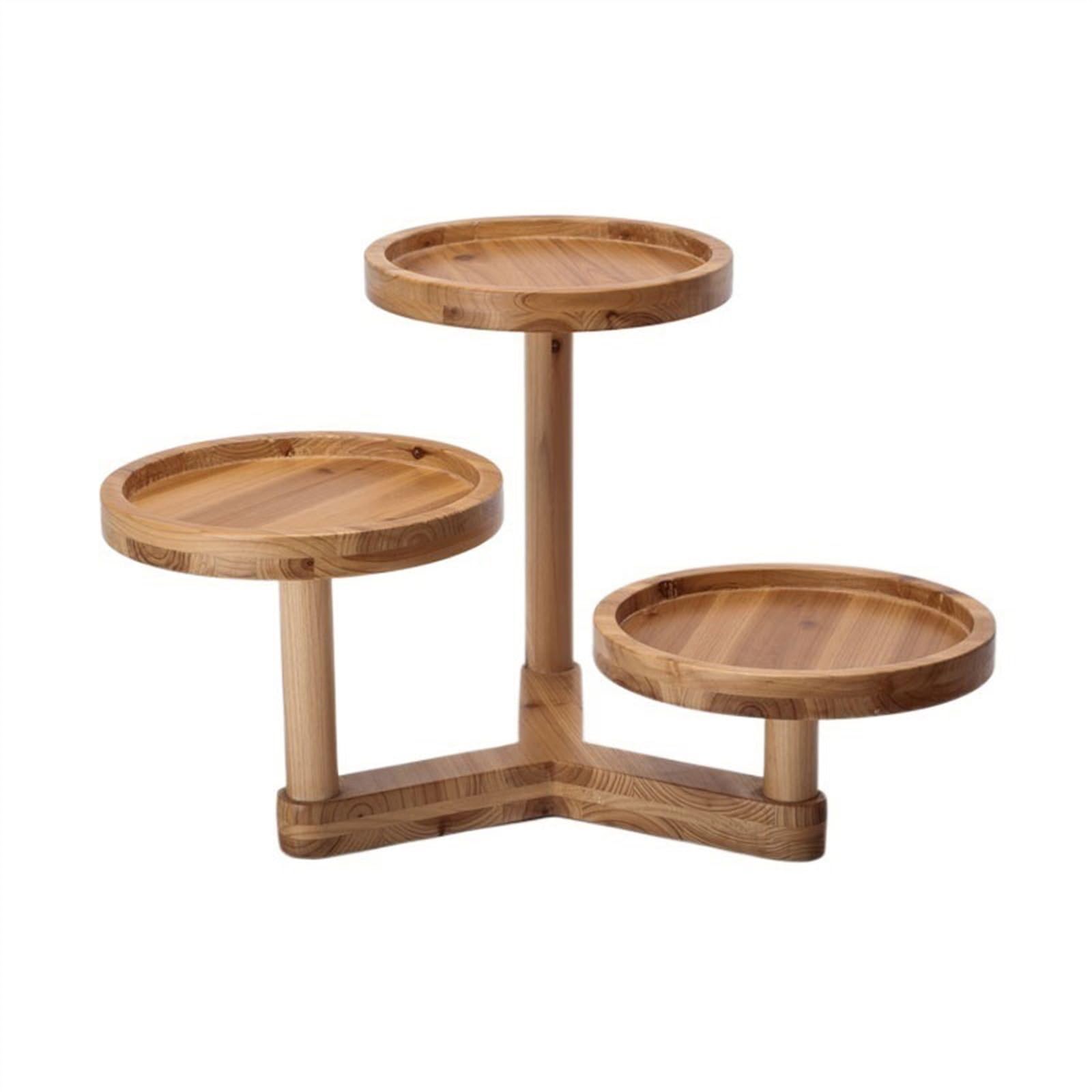 Cake Rack Three Layer Wooden High-end Round Tray Display Rack Dessert Cake Cupcake Fruit Snack Storage Stand