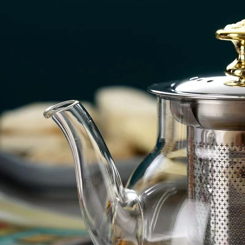 Glass Tea Pot with Stainless Steel Infuser || Large Capacity Transparent Tea Kettle with Lid & Handle || Great for Loose Leaf Tea, Blooming Tea, Tea Bags & Fruit Infused (500ml Tea Pot) - Image 5