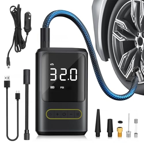 Electric Bike Pump, 150PSI Portable Air Pump with Gauge, Auto Stop Off, Presta & Schrader Valve...
