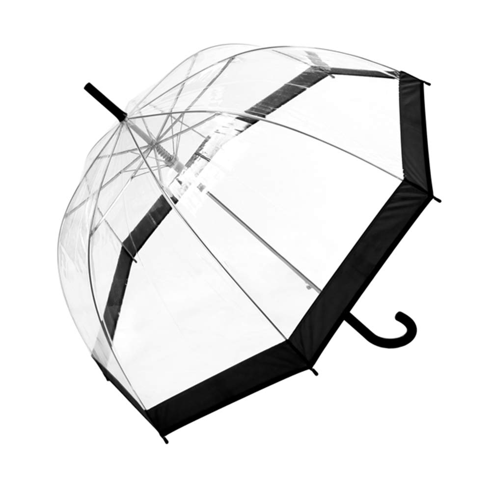 Smati Parapluie cloche transparent automatique - Bordure noire Paraguas clásico 90 centimeters Negro (Noir)