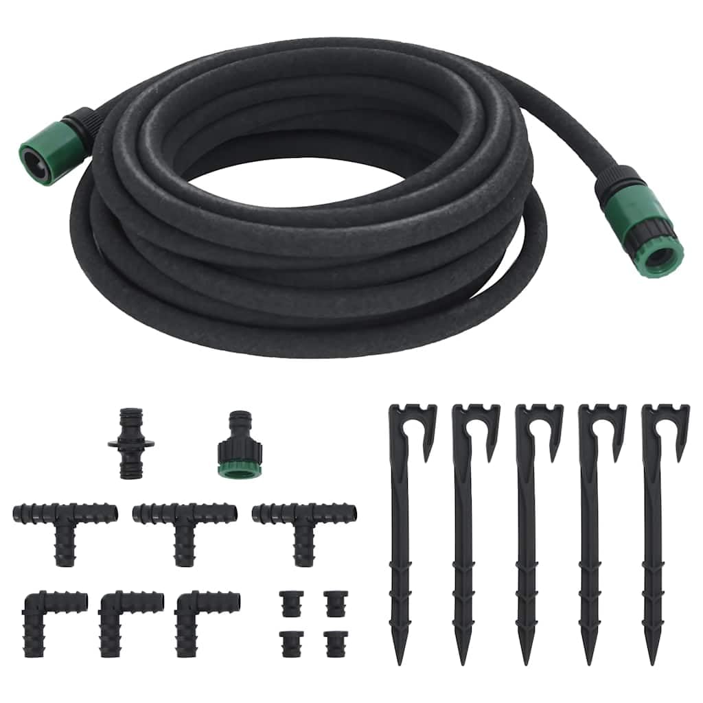 Knerpwd Black Flexible Rubber Garden Soaker Hose 0.6 Inch X 10 Meter, Drip Irrigation Hose For Watering Plants, Porous Weeper With Accessories For Easy Use