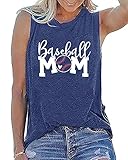 Baseball Mama Tank Tops Women Baseball Graphic Tee Shirts Sleeveless Summer Letter Print Mom Shirt T