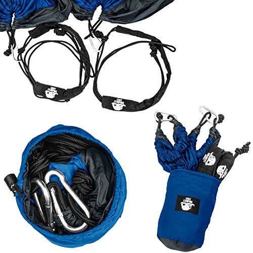 Legit Camping - Double Hammock - Lightweight Parachute Portable Hammocks for Hiking, Travel, Backpacking, Beach, Yard Gear Includes Nylon Straps & Steel Carabiners (Charcoal/Sapphire)