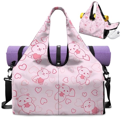 Yoga Mat Bag With Shoe Compartment Multi Gym Totebag Day Bag With Mat Strap 6 Pocket for Pilates Workout2
