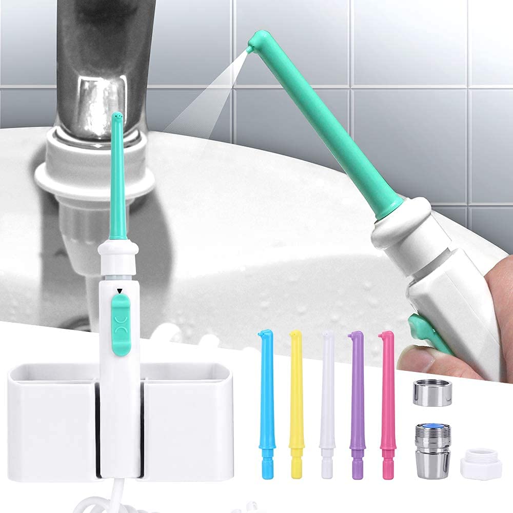 Agua Dental Flosser Grifo Faucet Irrigator 6PCS Boquilla Spray Boquilla Agua Jet Floss Irrigador Dental 360 Grado Rotación Dental Pinte Oral Riego Dientes Máquina de Limpieza