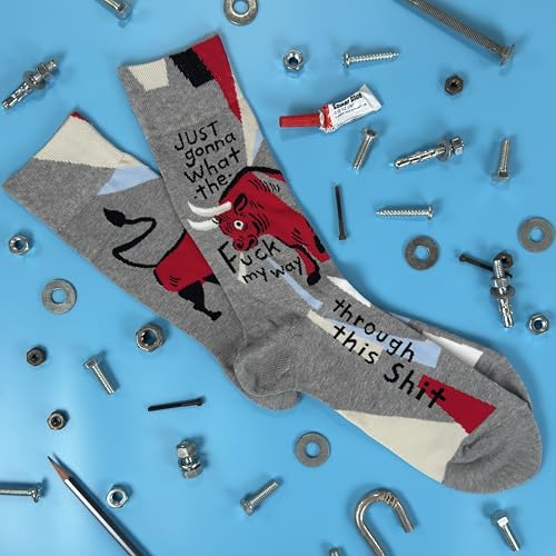 Just Gonna What The F*ck My Way Through This Sh*te | Men's Crew Socks | Blue Q3