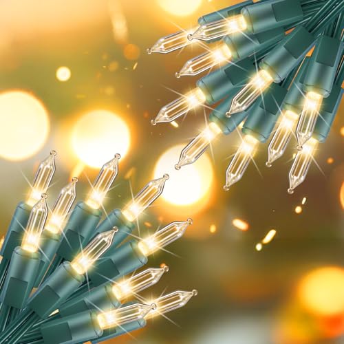 Brightown 2 Pack Each 50 Count 12 Feet Clear Christmas Mini Lights - Green Wire Incandescent Bulb Mini String Lights for Indoor Holiday Xmas Tree Garland Birthday Wedding Party Festival Decoration
