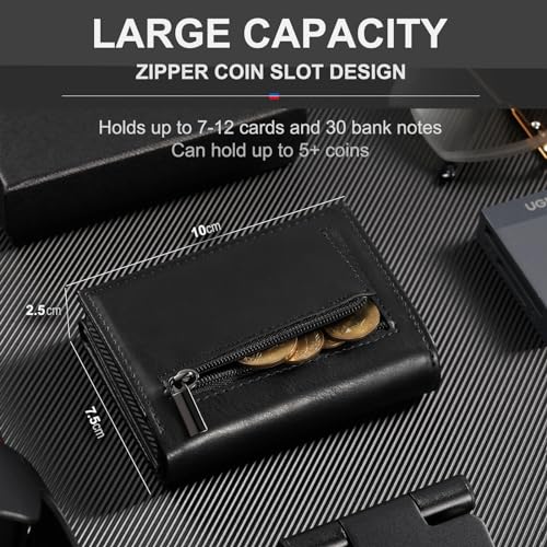 Airtag Wallet, Men Wallet with Coin Compartment RFID Protection, Slim Wallet Holds 10+ Cards, Magnetic Design and Eject Mechanism Credit Card Case for Men (Airtag Not Included in Product)3