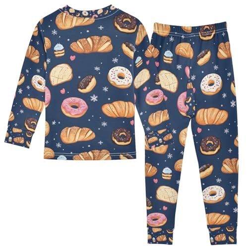 senya Delicious Bread Donut Pajamas Set Long Sleeve Soft Cotton Sleepwear 2 Piece2