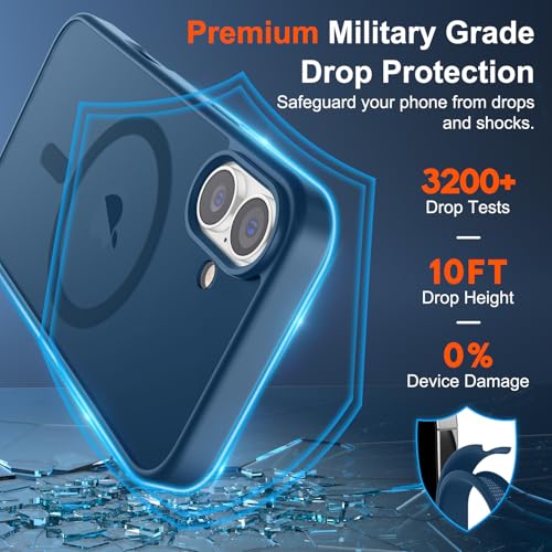 Image of SUPFINE Magnetic for iPhone 17 Case (Compatible with MagSafe)(Military Grade Drop Protection) Translucent Matte Shockproof with Anti-Fingerprint Phone Cover 2025,Deep Blue