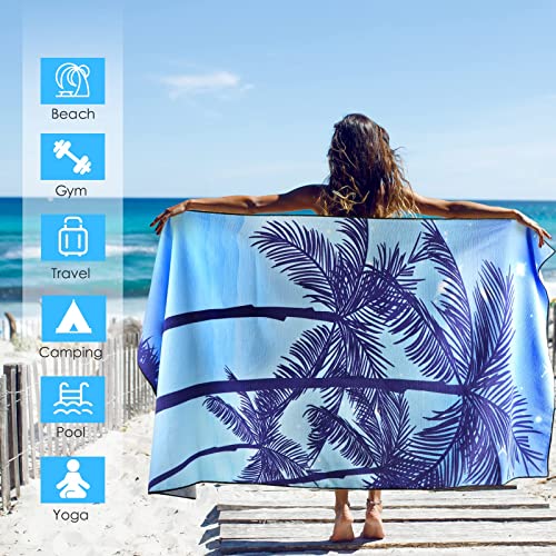 Decomen Beach Towel, Microfiber Beach Towels, Oversized, Quick Dry (73" X 35") Sand Proof, Absorbent, Compact, Beach Blanket, Lightweight Towel For The Swimming, Sports, Beach, Gym-Coconut Tree #TOP5