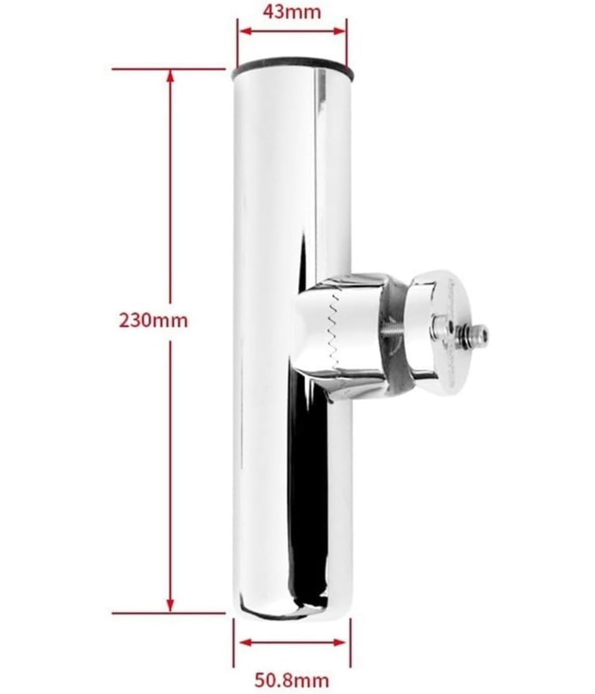 Generisch Soporte para caña de pescar para barcos de acero inoxidable, ajustable 360°, para pasamanos de 22 a 51 mm, color plateado, paquete de 1 unidad