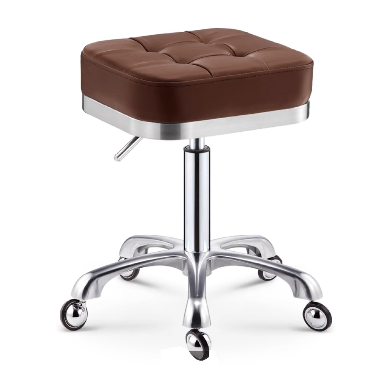 Tabouret carré à hauteur réglable pour salon de coiffure et bureau avec assise rotative 360°