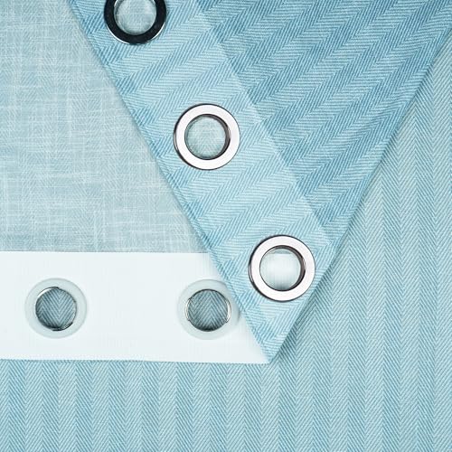 Image of Story@Home Window Curtains 5 Feet Long Set of 1 | Herringbone Printed | Semi Transparent Curtain | Net Curtains | Sheer Curtain for Living Room | (118 X 152 Cm, Blue) | Perfect for Home Decor