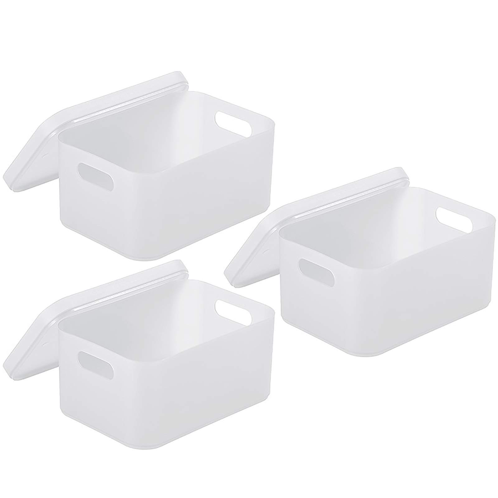 Scatola Porta Cosmetici Scatola di maschera plastica della scatola immagazzinaggio del desktop con la finitura tavola trucco coperchio per Cassettiera e Bagno(bianca)