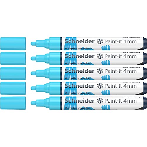 Feutres acryliques bleu pastel Schneider pour personnaliser la déco en bois