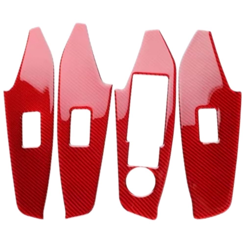 Window Control Panel Cover for Mazda 3 for Axela 2014-2018 Car Window Lift Button Panel Trim Soft Carbon Fiber Sticker(for LHD Red Carbon)