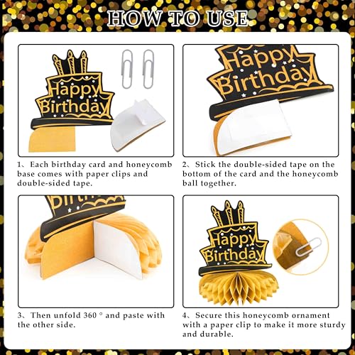 Image of 40th Birthday Decorations, Black & Gold 40th Birthday Decorations for Men & Woman inch40 Never Looked So Good inch Happy Birthday Banner with 6PCS Hanging Swirls & 4PCS Honey Ball&Table Centerpieces