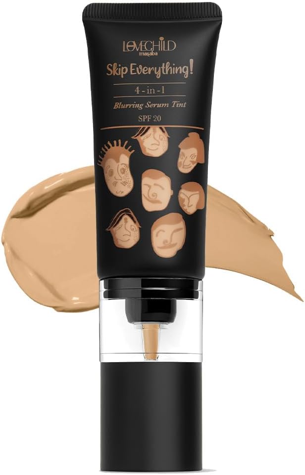 - Skip Everything Blurring 4 In 1 Serum Full Coverage Skin Tint For All Skin Type, Natural Coverage, For Daily Use, With Sod Technology, Lonely Lioness, 30Ml