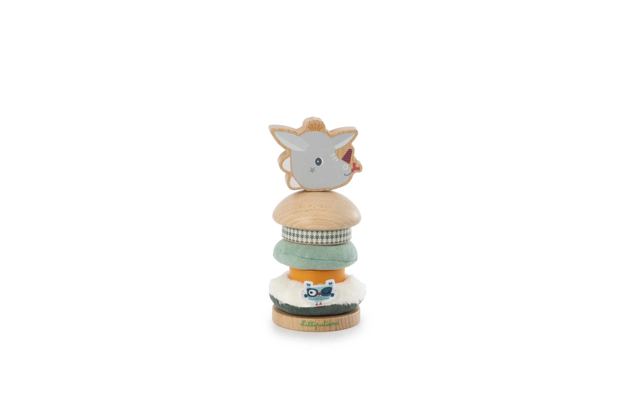 LILLIPUTIENS - Stacking Pyramid for Kids Joe the Dragon - Educational toy in wood and fabric - Creative stacking of multicolored pieces - Develops fine motor skills - From 12 months - 83472
