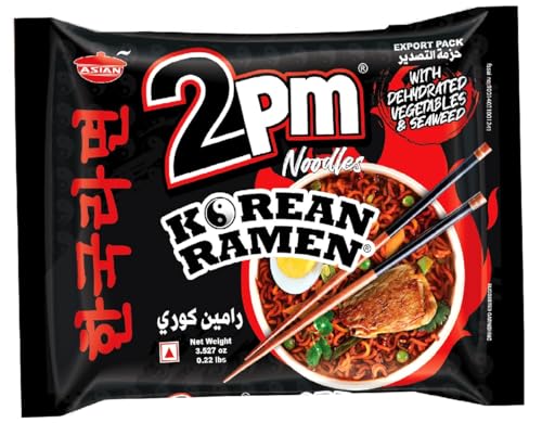 Image of 2PM - Korean Ramen Noodles - Including Dehydrated Vegetables & Seaweed - Instant 2X Spicy Ramen - Pack of 8