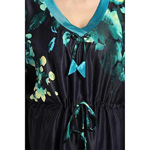 Image of Women's- Kaftan /Nighty /Maxi /Gown /Nightdress /Nightwear Serena Fabric- V-Neck Floral Print