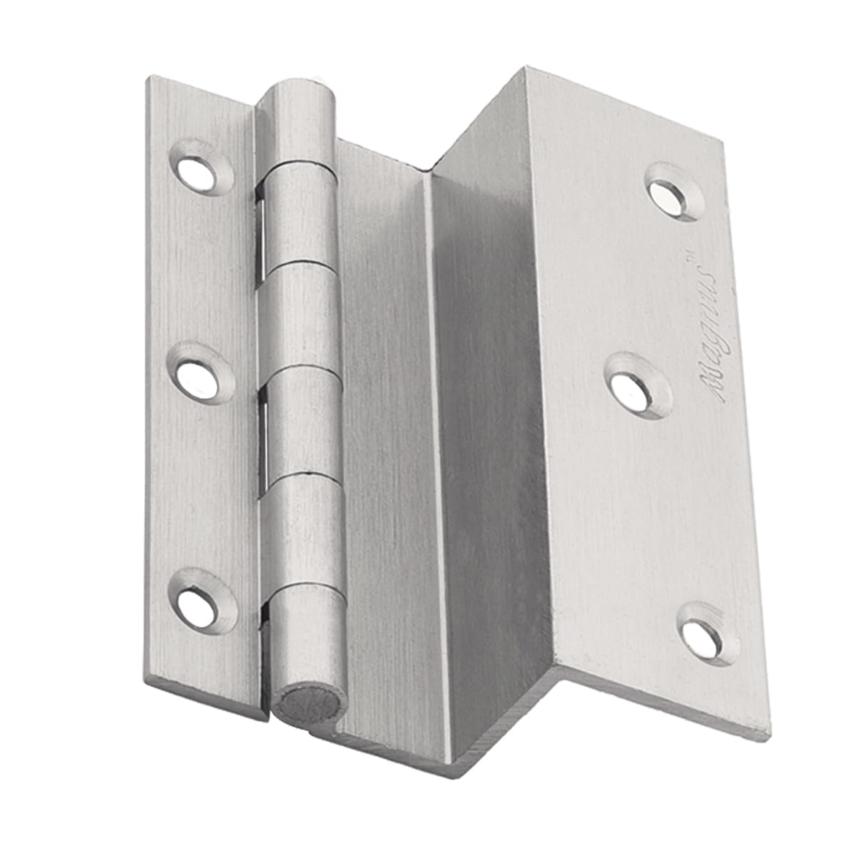 Magmus 3 Inch Brass L Hinges Satin Silver Elite Kabja for Door Wardrobe Cabinets, Soft Movement Kabza (MAG-100423.05)