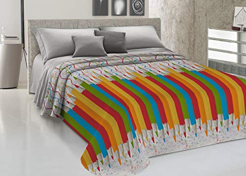 CapitanCasa Couvre-lit piqué 100% Coton Fantaisie Matitoni Couleur Orange Piazza e Mezza Arancio