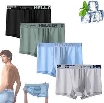 Hello Ice Underwear For Men, HelloBloke Ice - Mens Underwear, Mesh Breathable Ice Silk Cooling Boxer Briefs