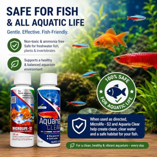 Image of Aquatic Remedies (Pack of 2) Aquarium Water Conditioner Combo (Aquaria Clear-120ml & Microlife-100ml) for Pure Aquarium Water